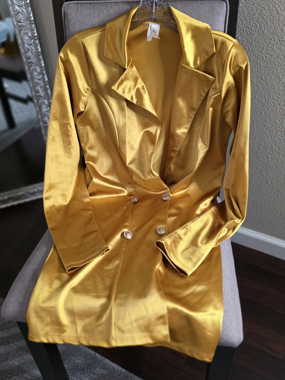 Women’s Double-Breasted Satin Trench Coat - Gold
